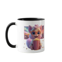 Mug à café joli chat au popcorn