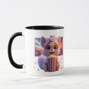 Mug à café joli chat au popcorn