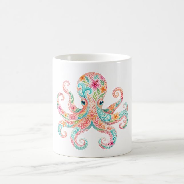 Mug à café joli poulpe floral (Centre)
