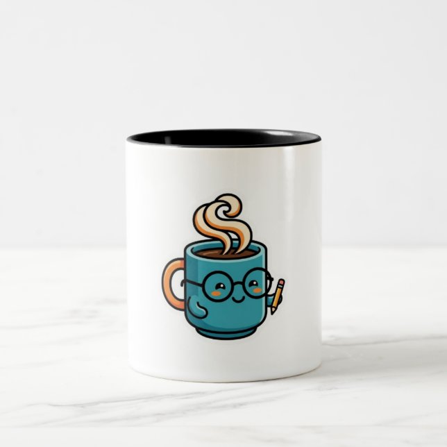 Mug à café Kawaii mignon portant des lunettes de l (Centre)