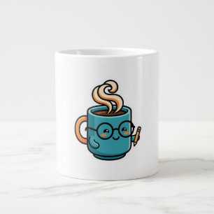 Mug à café Kawaii mignon portant des lunettes de l