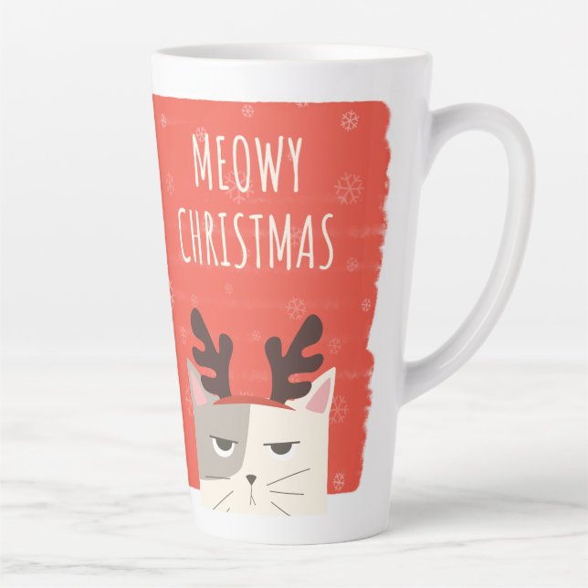 MUG À CAFE LATTE DRÔLE DE CHAT NOËL MEOWY (Droite)