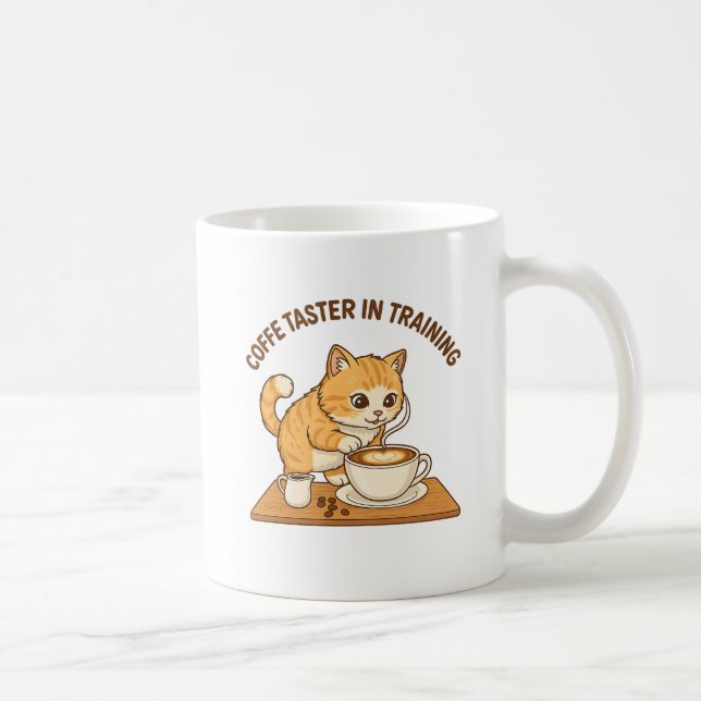 Mug à café mignon : Chat "Tasteur de café en forma (Droite)