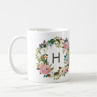 Mug à café monogramme floral
