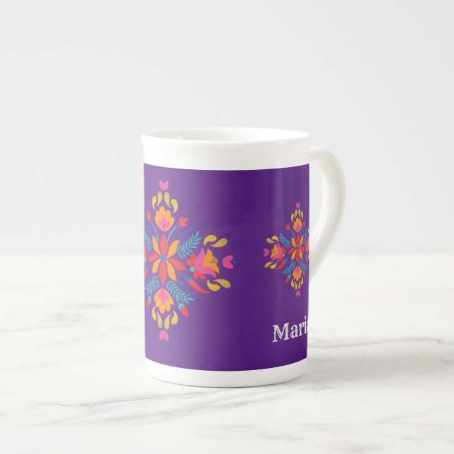 Mug à café Motif Fleur Mexicaine (Devant droit)