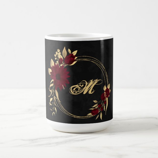 Mug à café noir chic bordeaux et or (Centre)