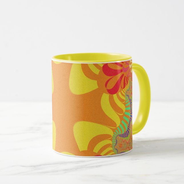 Mug à café orange jaune personnalisé (Devant droit)