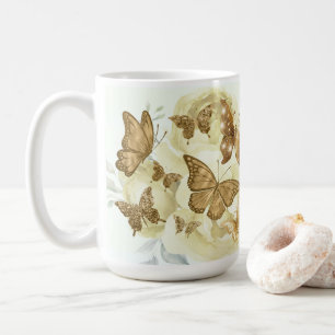 Mug à café Papillon jaune et or