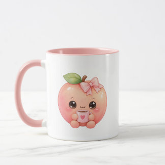 Mug à café pêche kawaii mignon avec tasse à cœur r