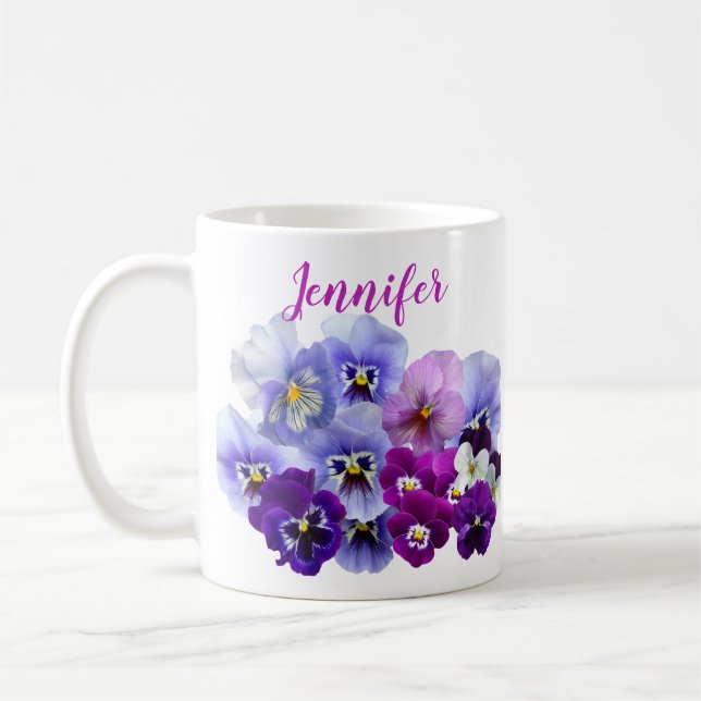 Mug à café Pensée Violette Floral (Gauche)