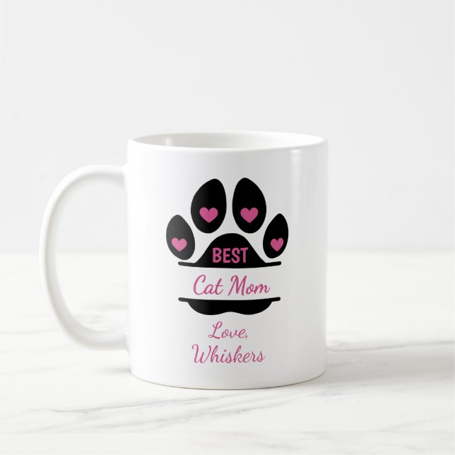 Mug à café personnalisé avec empreinte de patte po (Gauche)