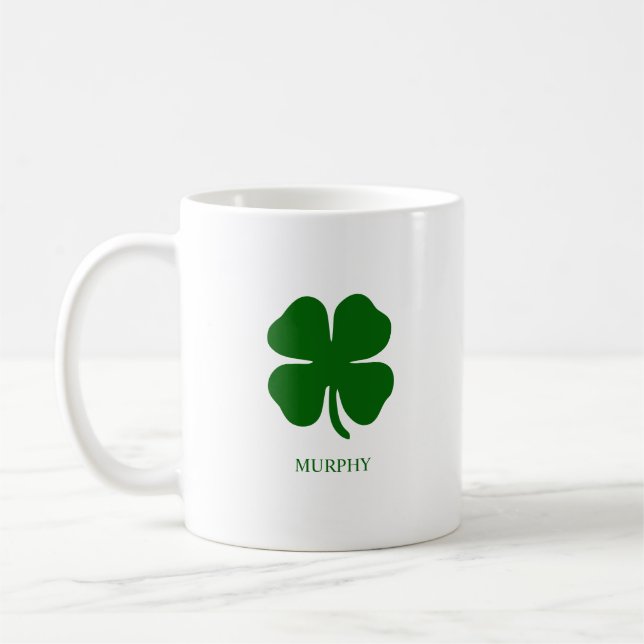 Mug à café personnalisé Trèfle Vert (Gauche)