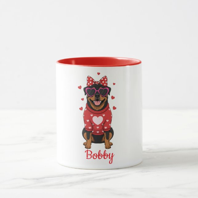 Mug à café pour chien Rottweiler Saint-Valentin 20 (Centre)