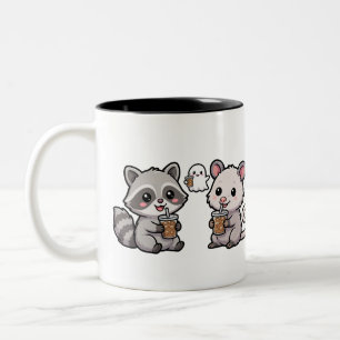Mug à café Raton laveur et Opossum mignon, Kawaii