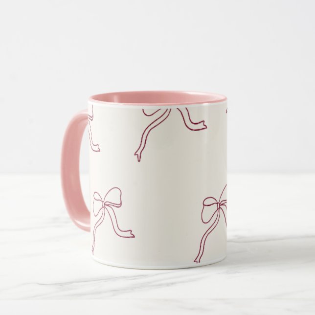 Mug à café - ruban rose esthétique 🎀 (Devant gauche)