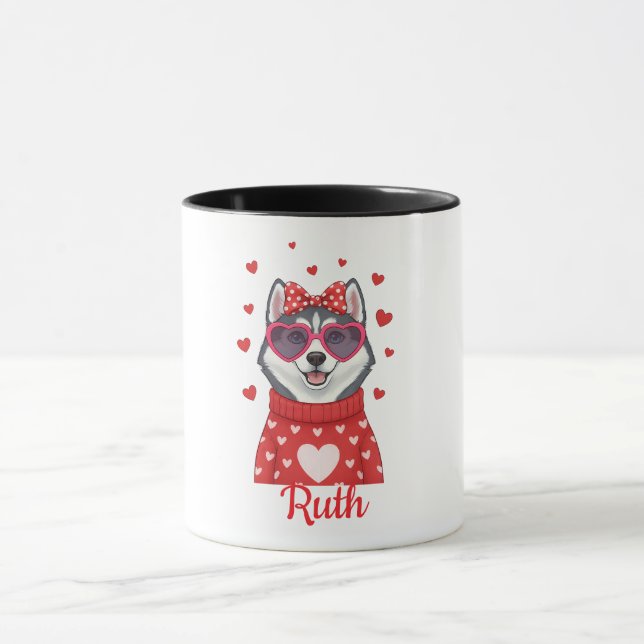 Mug à café Siberian Husky Saint-Valentin 2026 (Centre)