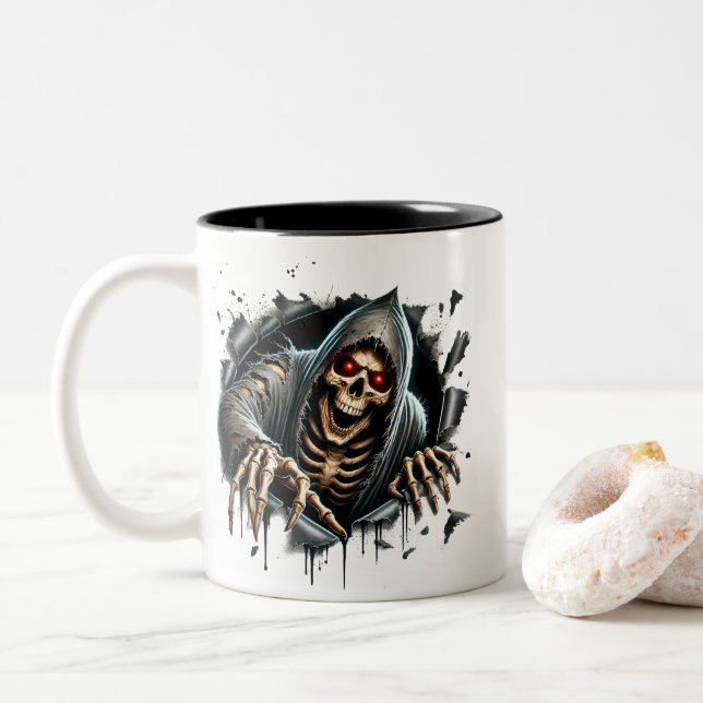 Mug à café squelette d'Halloween (Avec donut)