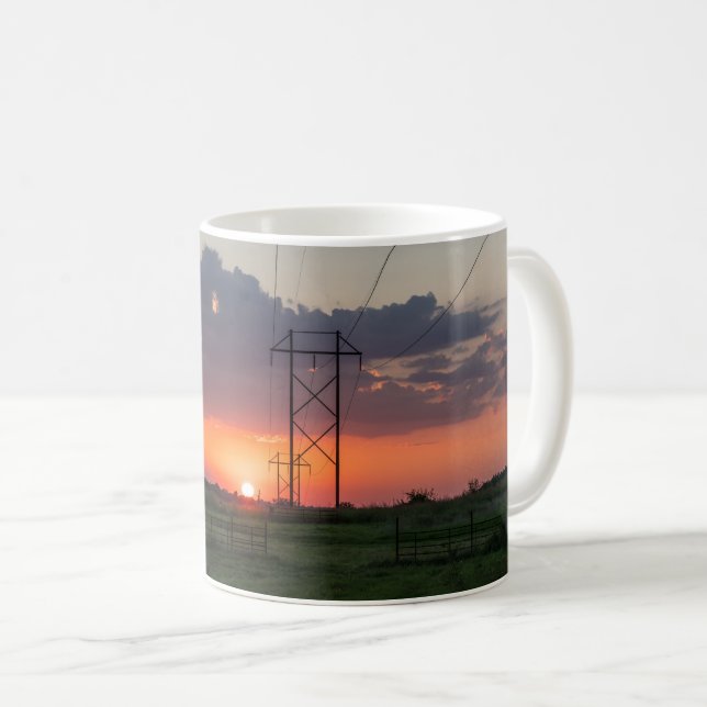 Mug à café Sunset Landcape Powerline (Devant droit)