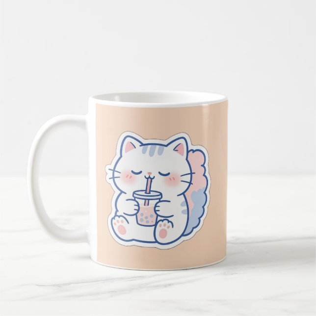 Mug à café thé à bulles chat Kawaii mignon (Gauche)