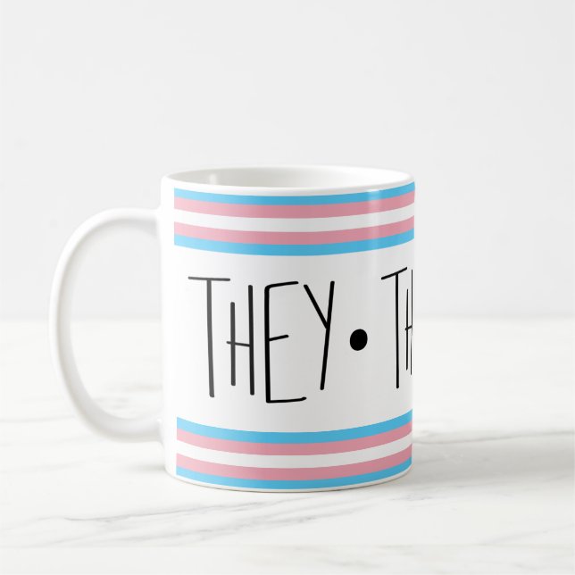 Mug à café transgenre avec pronoms They/Them/Leurs (Gauche)