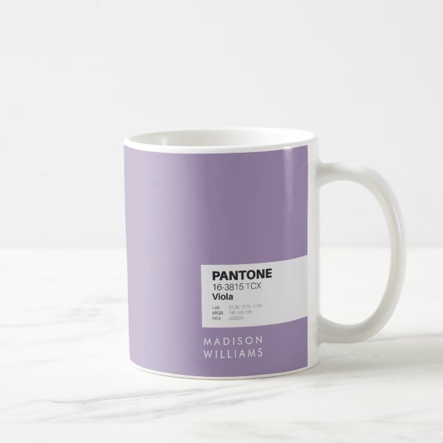 Mug à café violet moderne | Coupe personnalisée mi (Droite)