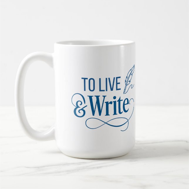 Mug à café 'Vivre & Écrire' - 15oz  (Gauche)