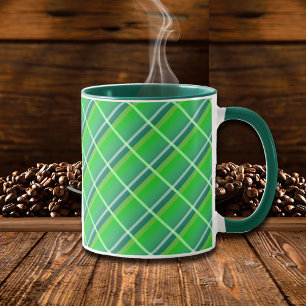 Mug à carreaux vert Prépa avec rayures blanches