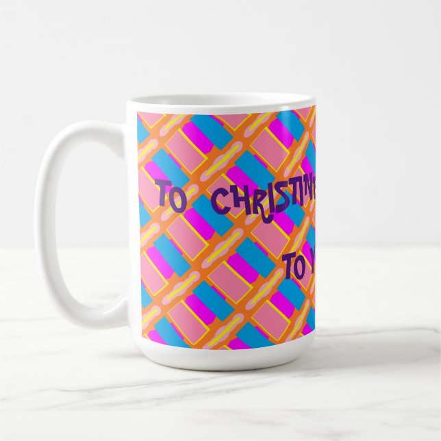 Mug À Christine heureux anniversaire vous rose jaune (Gauche)
