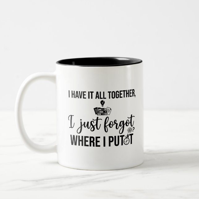 Mug à citation drôle bicolore - Oublier ensemble (Gauche)