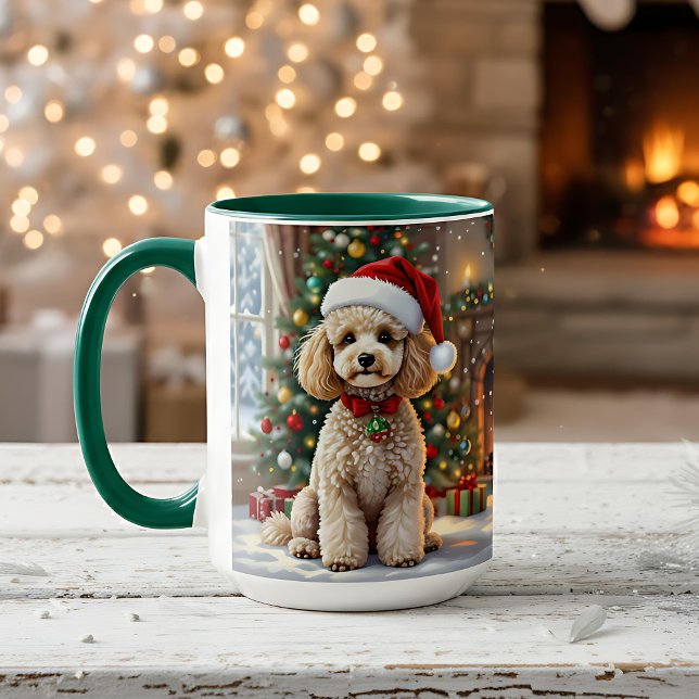 Mug A Cute Festive Poodle Personalized Christmas  (Créateur téléchargé)