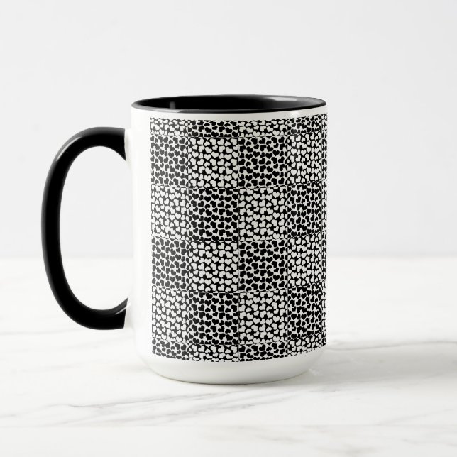 Mug à damiers Amour en noir et blanc (Gauche)