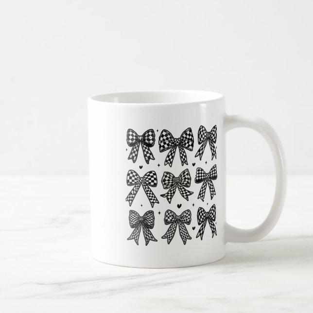 Mug à damiers Bow Drapeau Course Voiture Femmes Cute C (Droite)