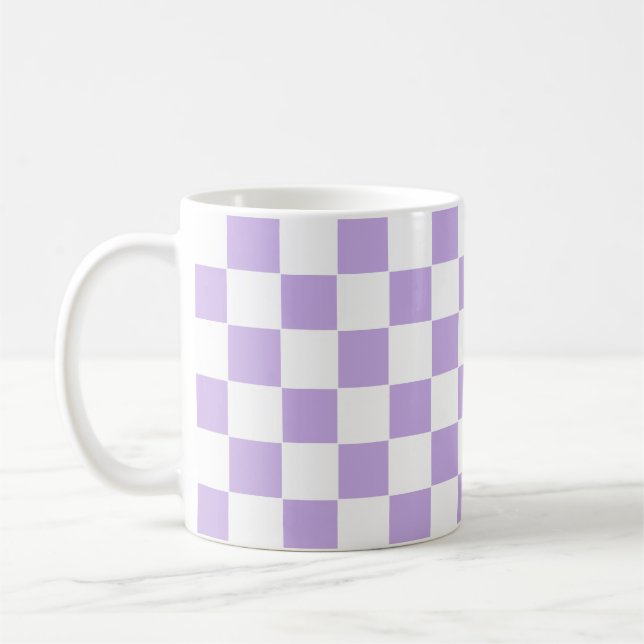 Mug à damiers Lavande et blanc (Gauche)