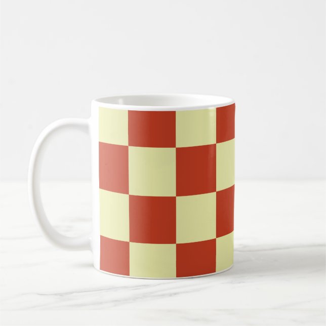 Mug À damiers rouge et crème (Gauche)