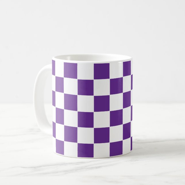 Mug à damiers Royal violet et blanc (Devant gauche)