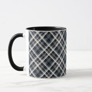 Mug à damiers tartan plaid classique noir blanc textur