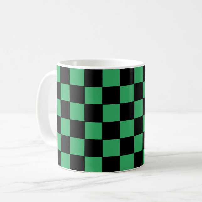 Mug à damiers vert et noir (Devant gauche)