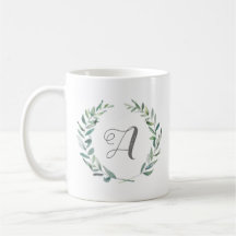 Mug "A" de la branche feuille de monogramme