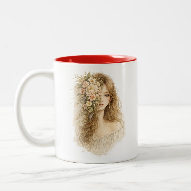 Mug à demi-visage floral aquarelle (Gauche)