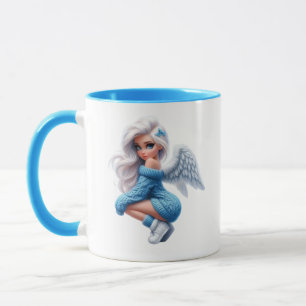 Mug à deux tons ange bleu mignon fille personnalis