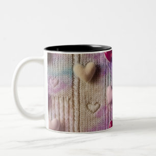 Mug à deux tons avec texture de tricot pastel cosy