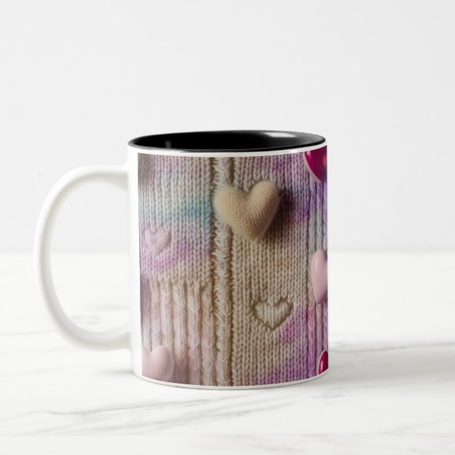 Mug à deux tons avec texture de tricot pastel cosy (Gauche)