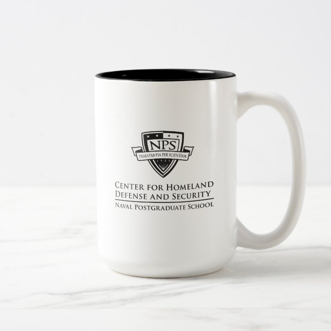 Mug à deux tons blanc et noir 15oz - Logo noir (Droit)