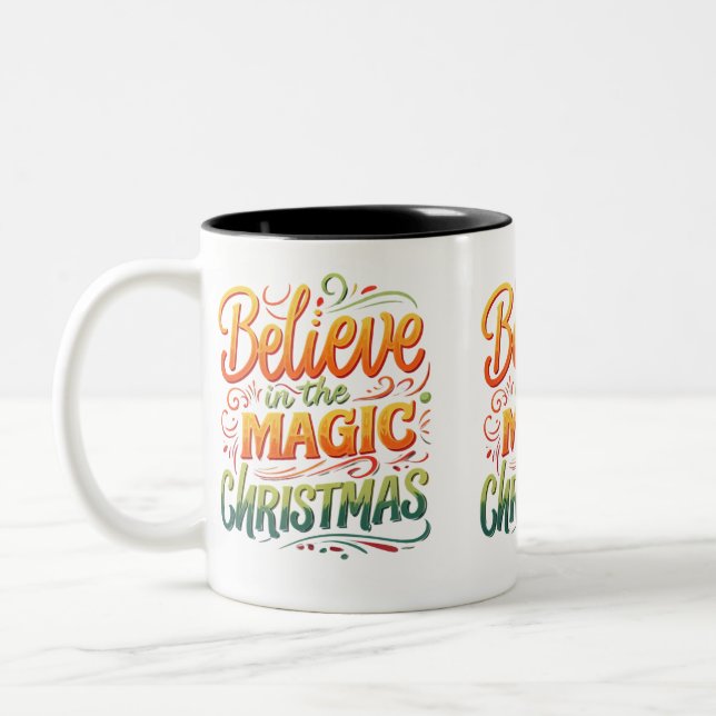 Mug à deux tons - "Croyez en la magie de Noël" (Gauche)