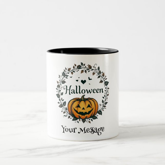 Mug à deux tons de Citrouille d'Halloween personna (Centre)