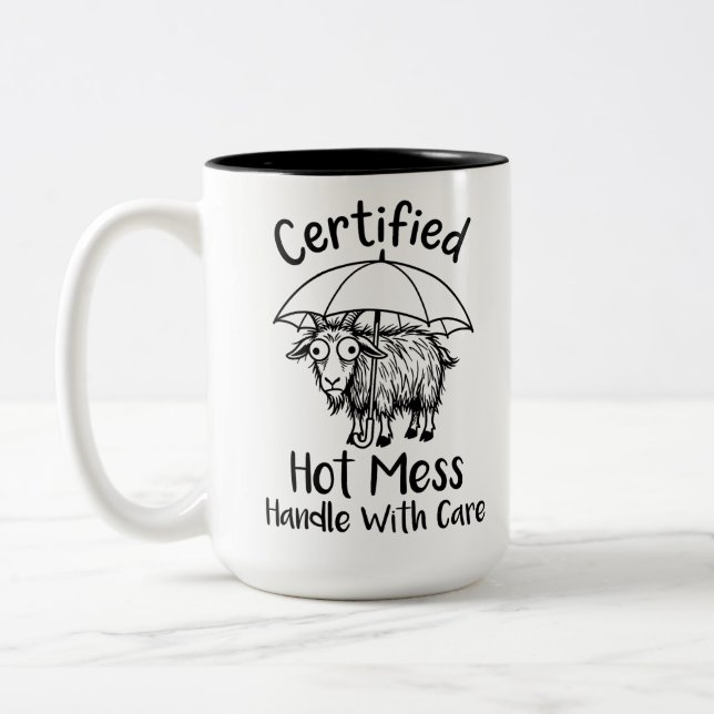 Mug à deux tons gras drôle humour de chèvre entêté (Gauche)
