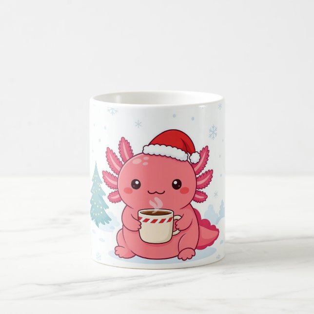 Mug à deux tons Noël Axolotl Mignon Kawaii (Centre)