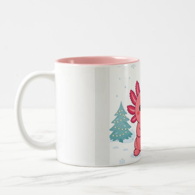 Mug à deux tons Noël Axolotl Mignon Kawaii Café (Gauche)