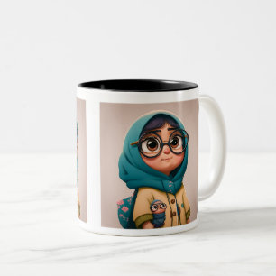 Mug à deux tons pour fille Hijab, 11 oz