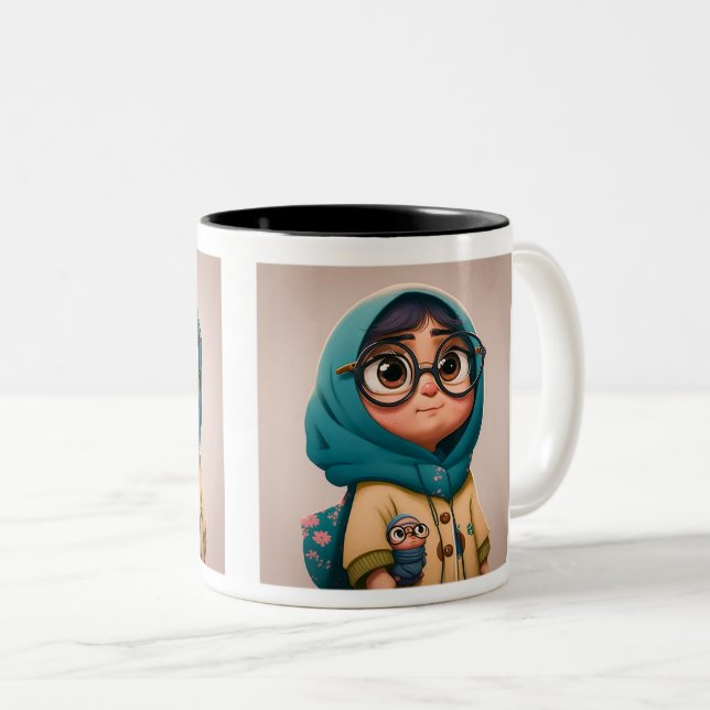 Mug à deux tons pour fille Hijab, 11 oz (Devant droit)